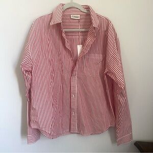 Elwood Jacob Shirt. Red and White Striped Shirt